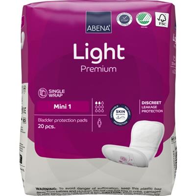 ASSORBENTI DONNA ABENA LIGHT MINI 1 PREMIUM 20pz 2 GOCCE