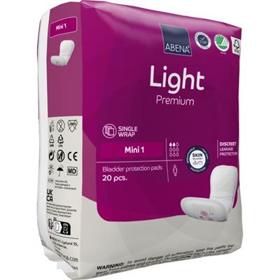 ASSORBENTI DONNA ABENA LIGHT MINI 1 PREMIUM 20pz 2 GOCCE