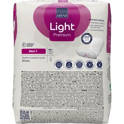 ASSORBENTI DONNA ABENA LIGHT MINI 1 PREMIUM 20pz 2 GOCCE