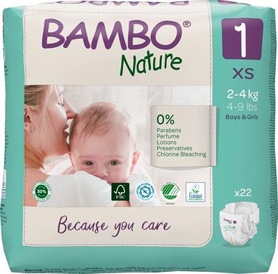PANNOLINI BAMBO NATURE 1 2/4kg 22pz