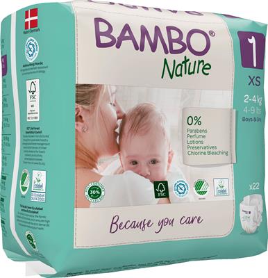 PANNOLINI BAMBO NATURE 1 2/4kg 22pz
