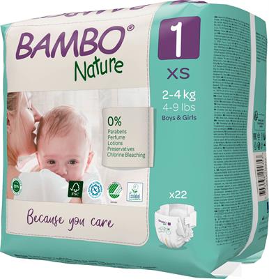 PANNOLINI BAMBO NATURE 1 2/4kg 22pz