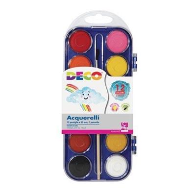 ACQUERELLI 12 COLORI + PENNELLO Ø3cm