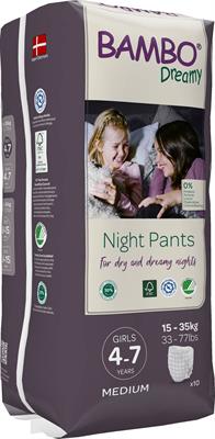 PANNOLINI PER LA NOTTE BAMBO DREAMY PANTS 4-7 GIRL 15/35kg 10pz