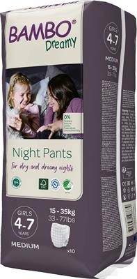 PANNOLINI PER LA NOTTE BAMBO DREAMY PANTS 4-7 GIRL 15/35kg 10pz