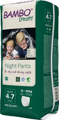 PANNOLINI PER LA NOTTE BAMBO DREAMY PANTS 4-7 BOY 15/35kg 10pz