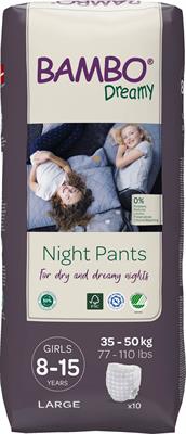 PANNOLINI PER LA NOTTE BAMBO DREAMY PANTS 8-15 GIRL 35/50kg 10pz