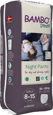 PANNOLINI PER LA NOTTE BAMBO DREAMY PANTS 8-15 GIRL 35/50kg 10pz
