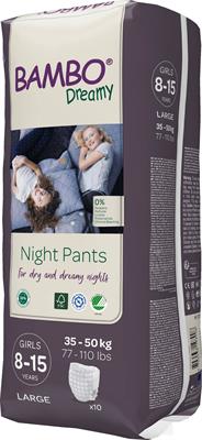 PANNOLINI PER LA NOTTE BAMBO DREAMY PANTS 8-15 GIRL 35/50kg 10pz